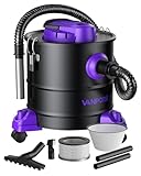 VANPORE Aschesauger für Kamin, 20L Aschesauger, 1200W Starke Saugleistung, Kamin Staubsauger mit Rollfuß, Für Kamin, Pelletgrill, Ofen und Feuerstelle (Purple)