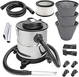 Aschesauger 20L 1650W Kaminsauger Staubsauger (Kabellänge ca. 4m) Inklusive HEPA Filter + Blasfunktion + DUAL Filter System + 3X Sackfilter, Aschesauger für Kamin SN121